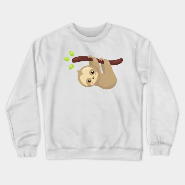 Cute Sloth, Little Sloth, Baby Sloth, Lazy Sloth Crewneck Sweatshirt by Jelena Dunčević